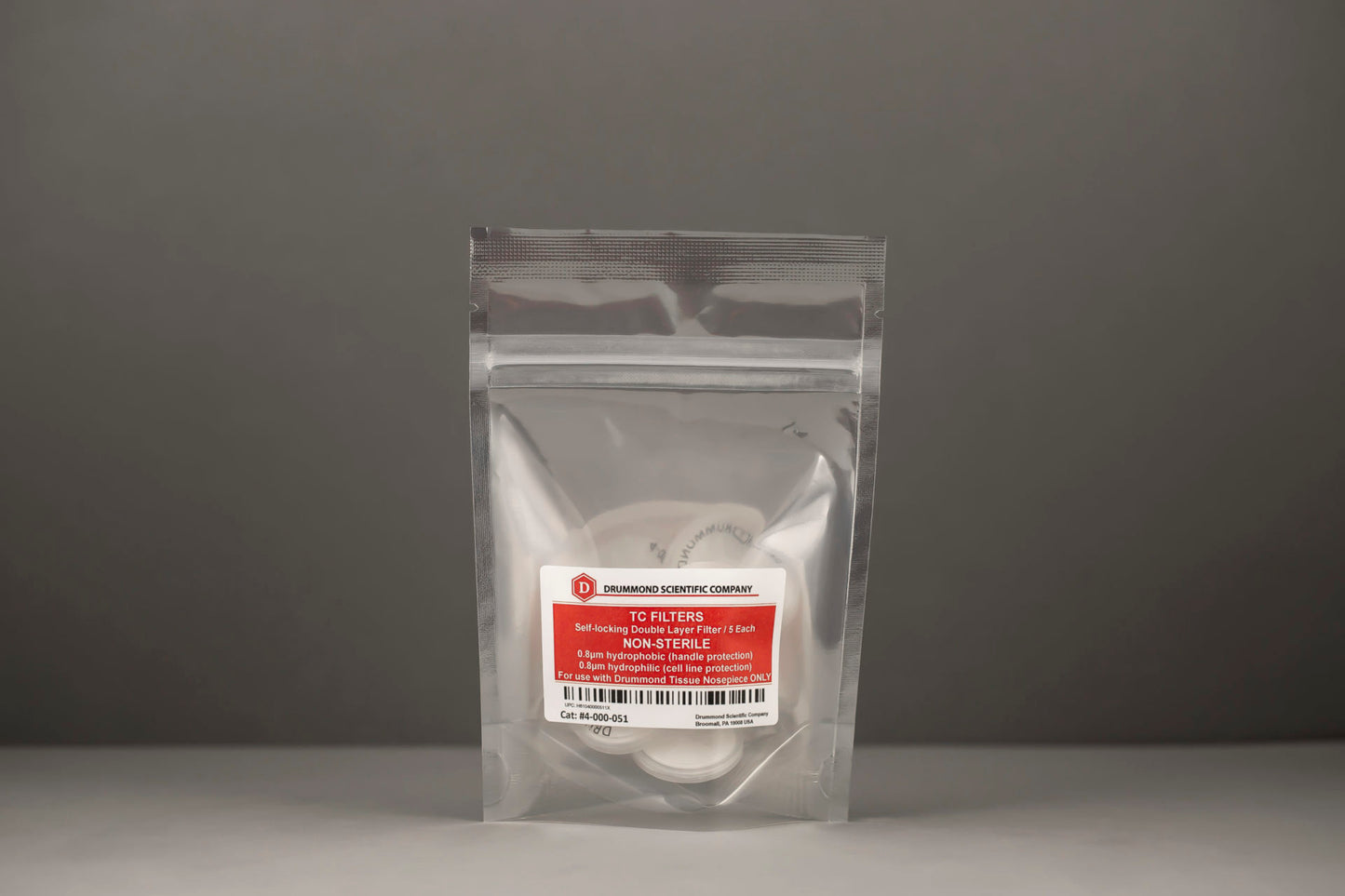Drummond Scientific .8 µm filters: 5 pack non-sterile
